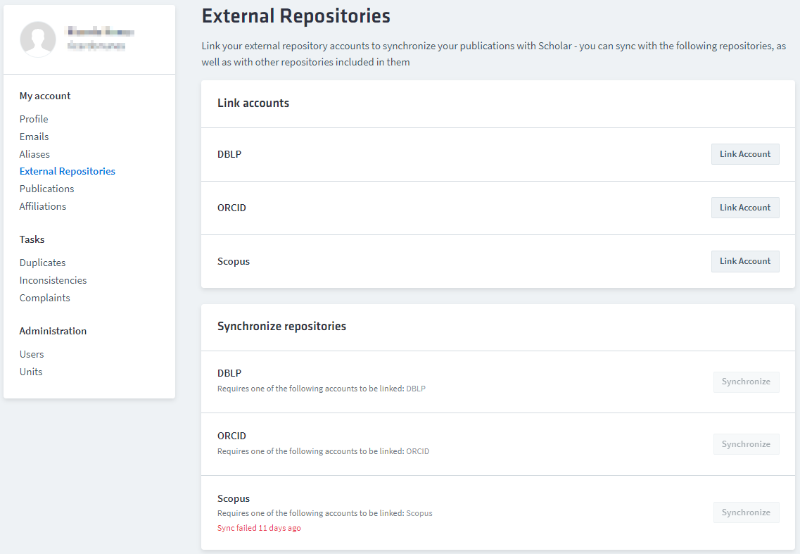 External repositories page